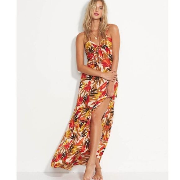 Billabong Sweet Kisses Tropical Maxi Dress Large - Picture 1 of 16